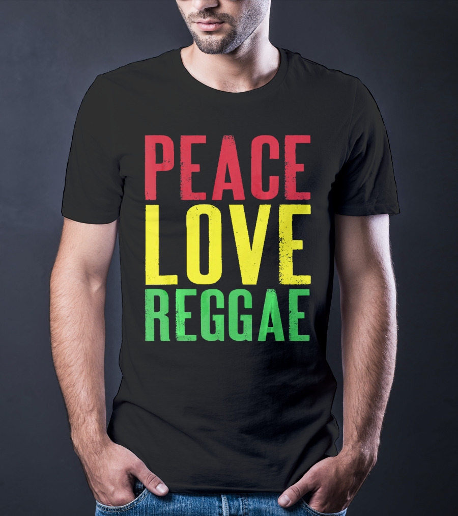 Peace Love Reggae Jamaican Colors T-Shirt