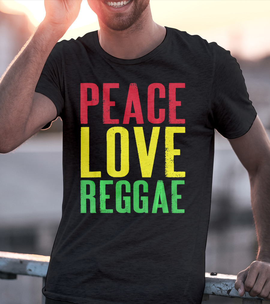 Peace Love Reggae Jamaican Colors T-Shirt