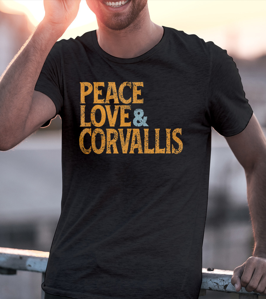 Peace Love Corvallis Retro 1960s T-Shirt