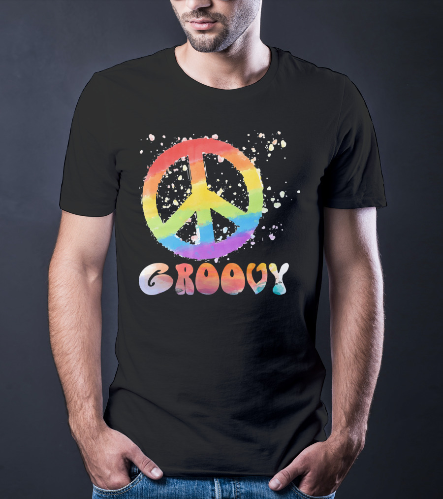 Peace Sign Groovy Retro 60s 70s Rainbow Psychedelic T-Shirt
