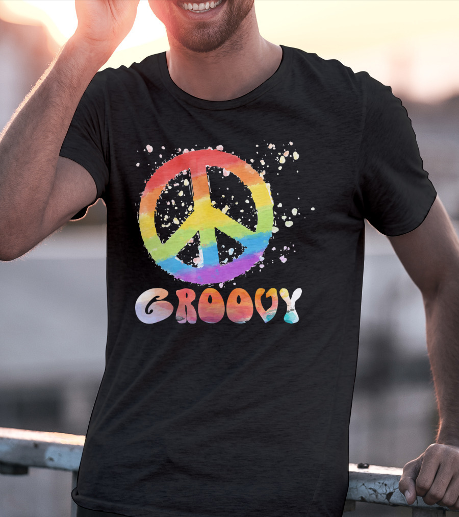 Peace Sign Groovy Retro 60s 70s Rainbow Psychedelic T-Shirt