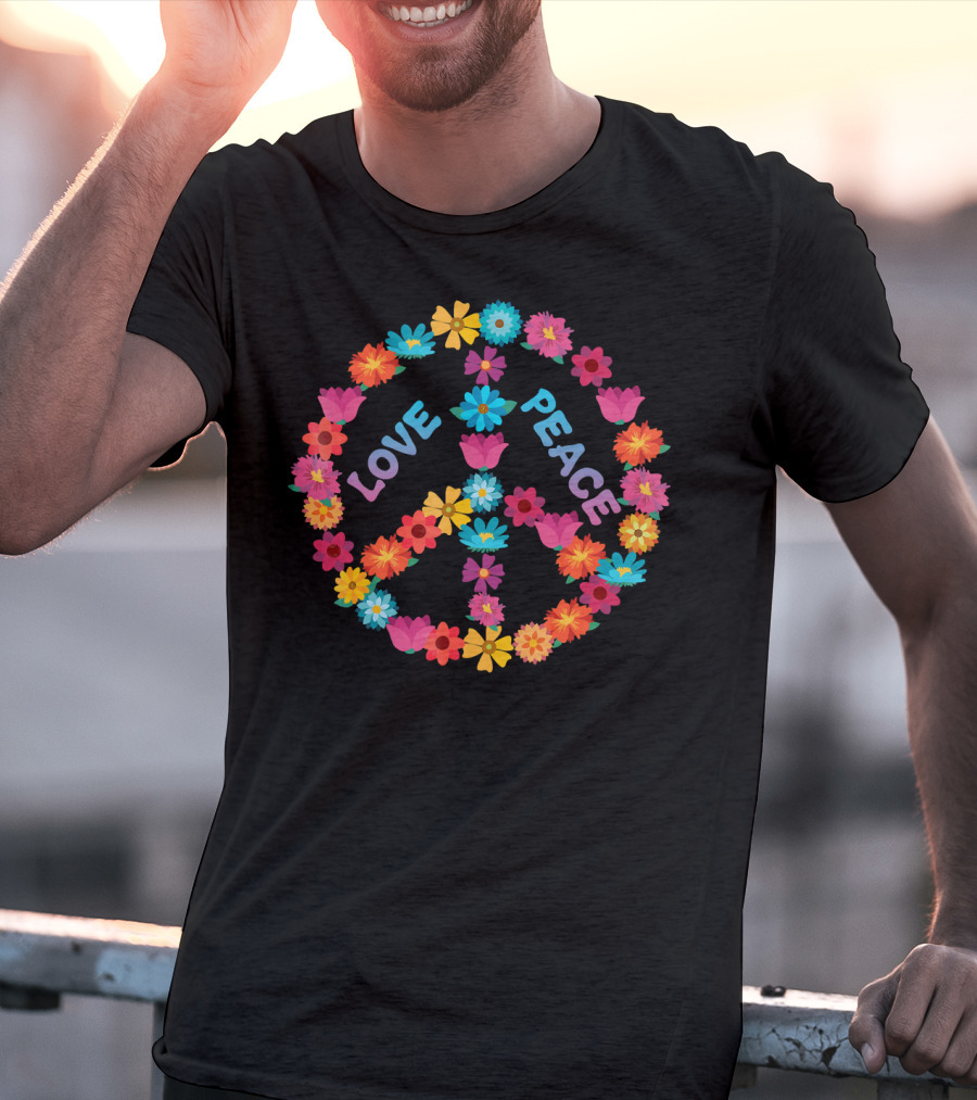 Love Peace Flower Vintage Sign T-Shirt