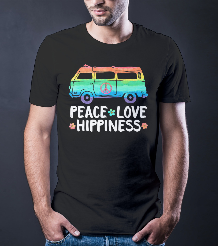 Peace Love Hippiness Funny Peace Van Hip T-Shirt