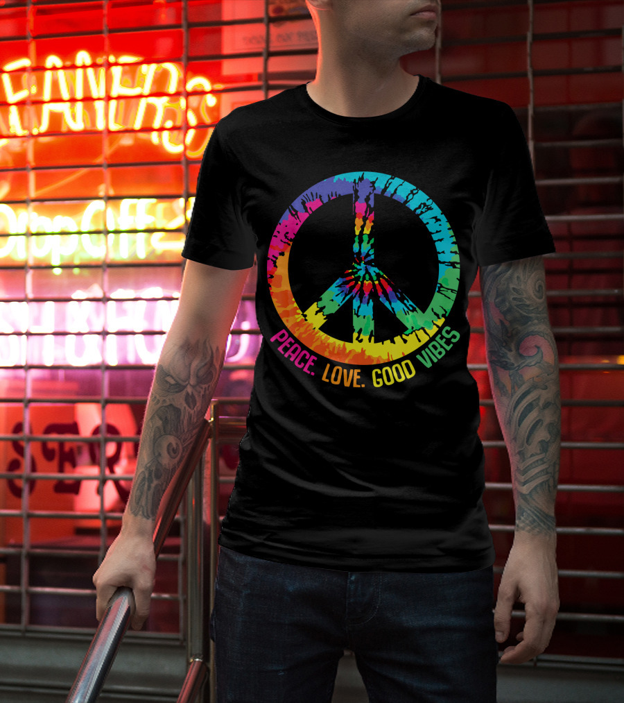 Tie Dye Peace Sign Love Good Vibes T-Shirt