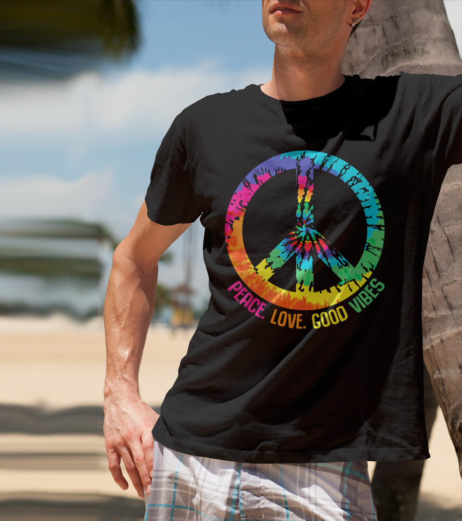 Tie Dye Peace Sign Love Good Vibes T-Shirt
