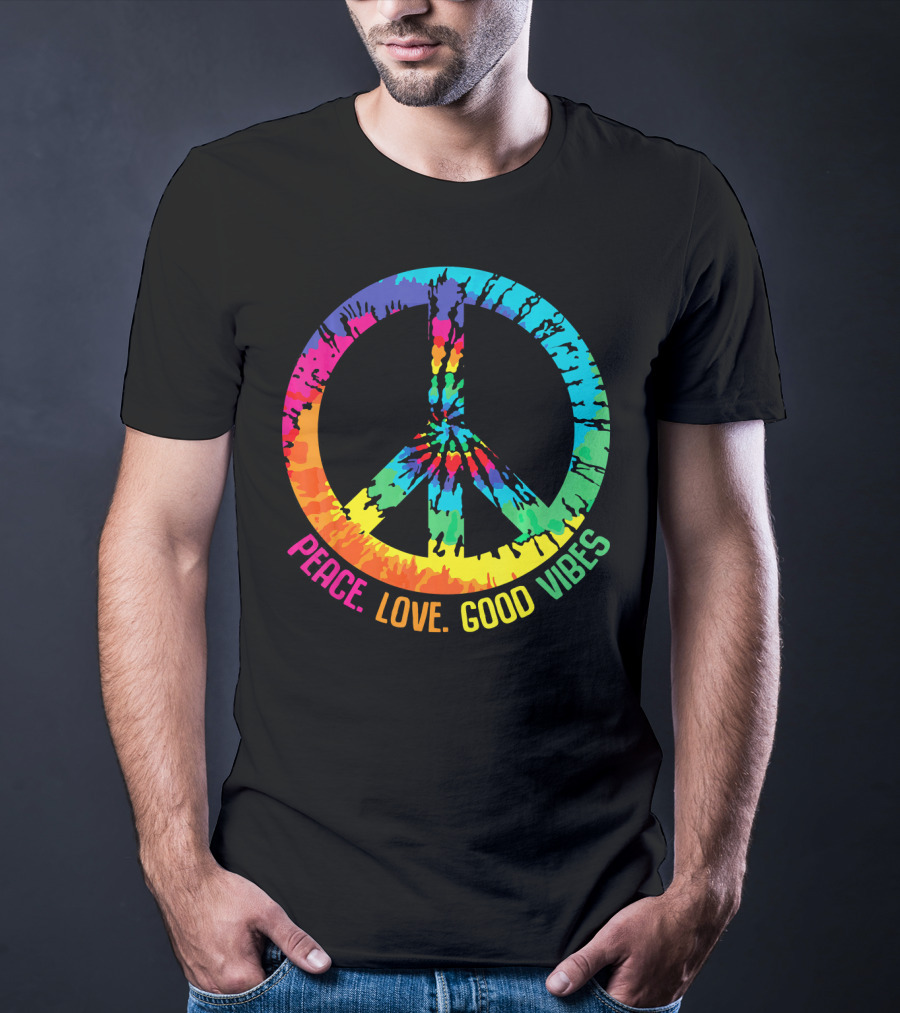 Tie Dye Peace Sign Love Good Vibes T-Shirt