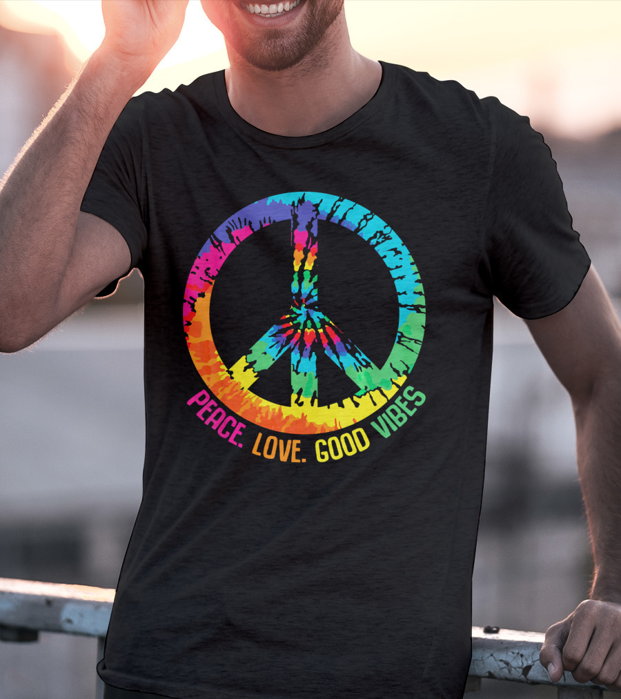 Tie Dye Peace Sign Love Good Vibes T-Shirt