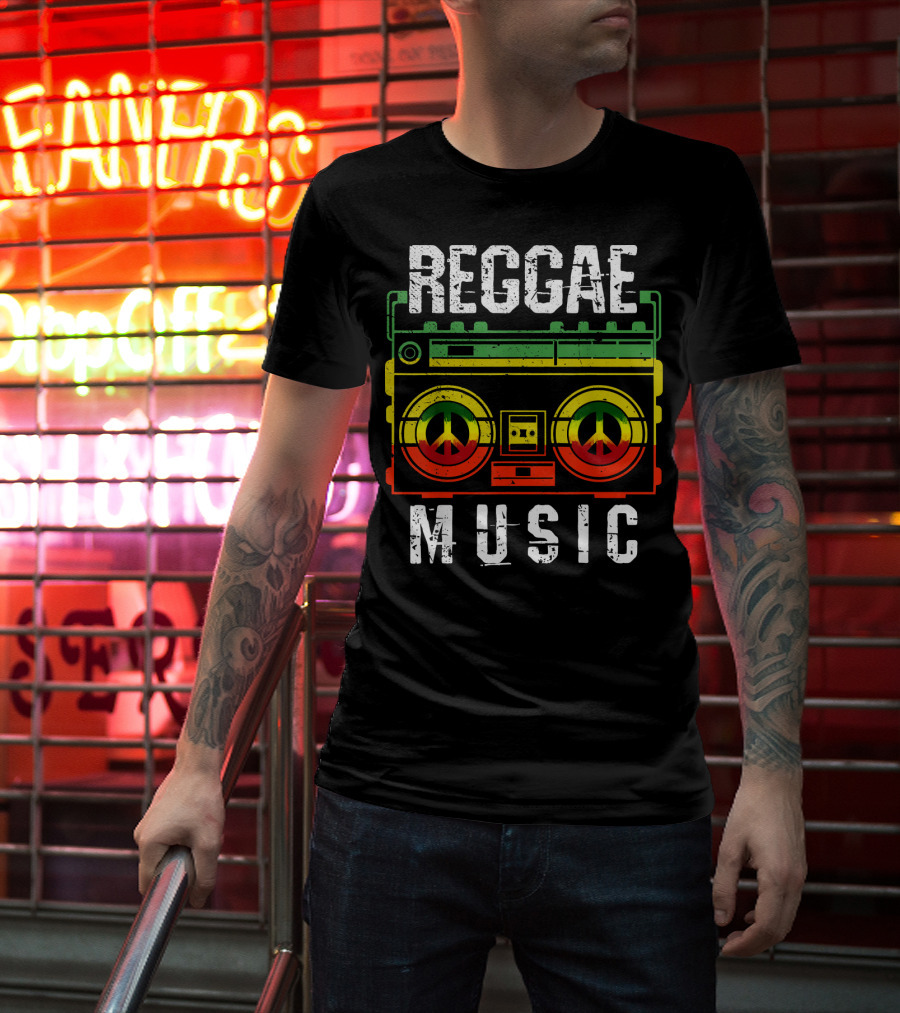 Reggae Music Peace Boombox Mens One Love T-Shirt
