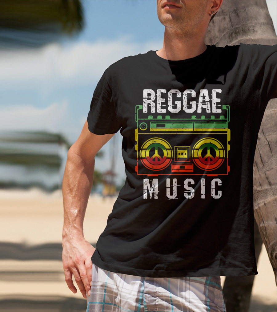 Reggae Music Peace Boombox Mens One Love T-Shirt