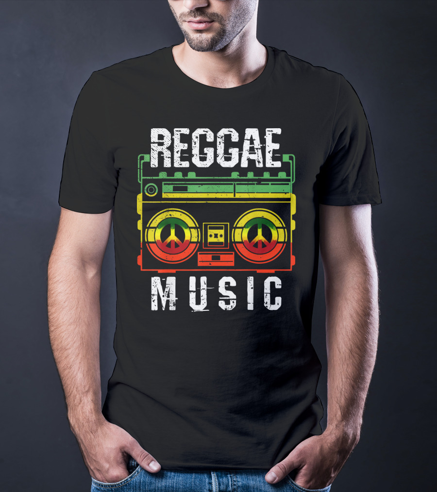 Reggae Music Peace Boombox Mens One Love T-Shirt