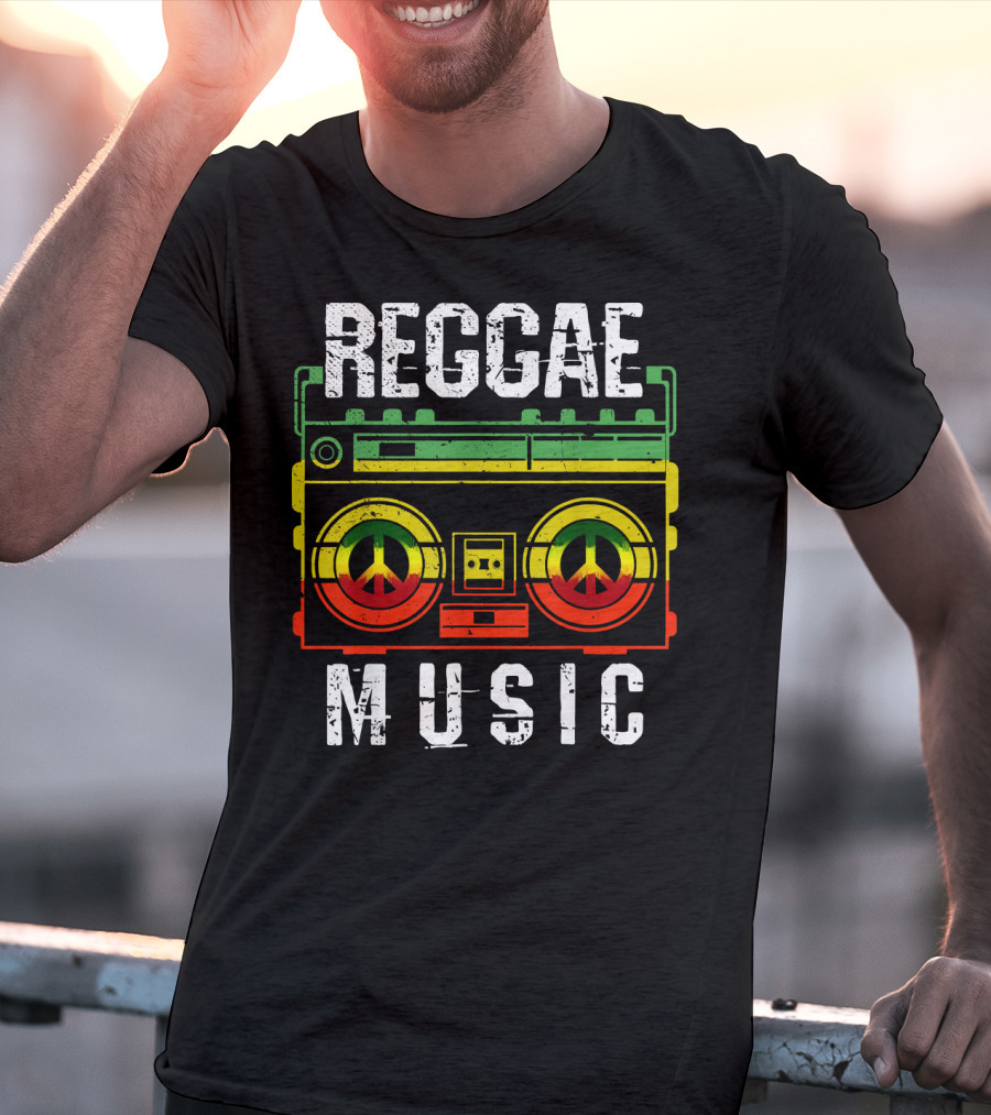 Reggae Music Peace Boombox Mens One Love T-Shirt