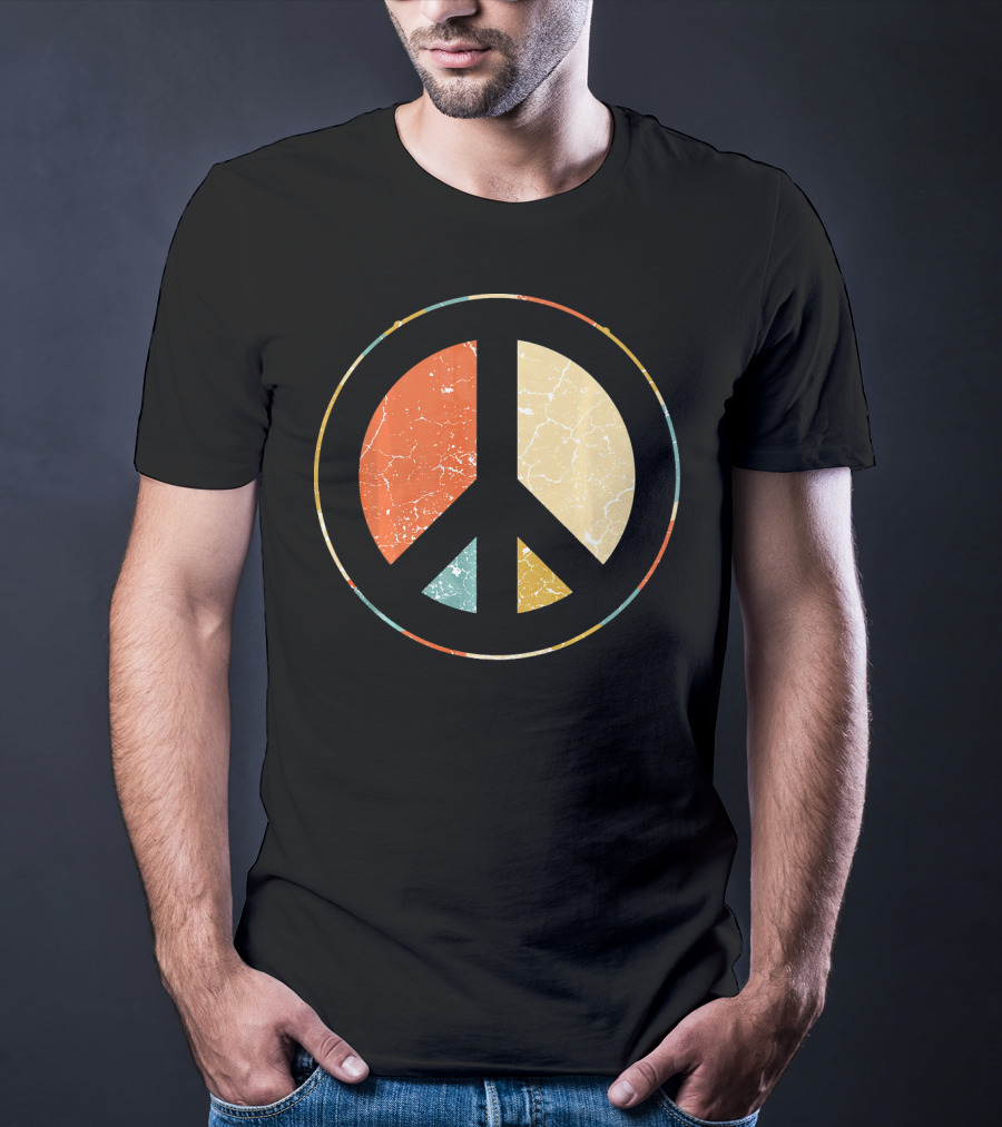 Peace Symbol Retro Tie Dye 60s 70s Hippie T-Shirt