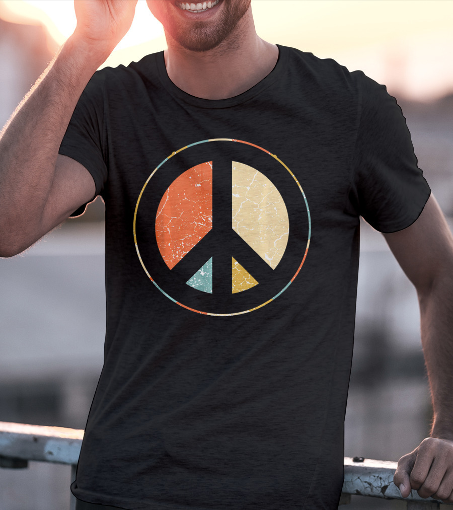 Peace Symbol Retro Tie Dye 60s 70s Hippie T-Shirt