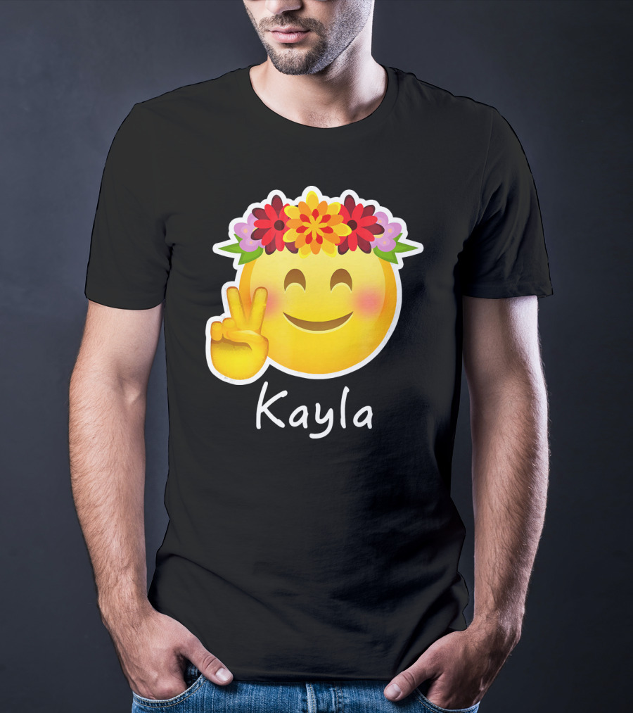 Kayla Hippie Flower Power Peace Sign Emoticon T-Shirt