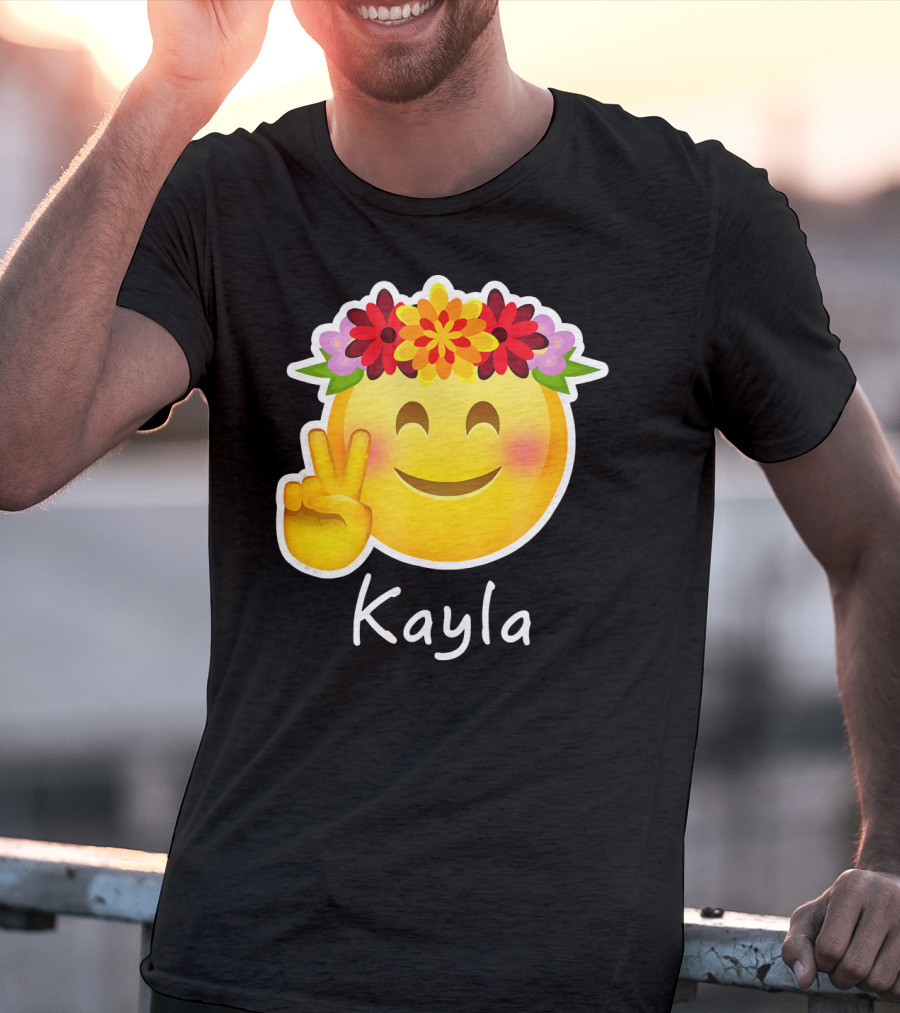 Kayla Hippie Flower Power Peace Sign Emoticon T-Shirt