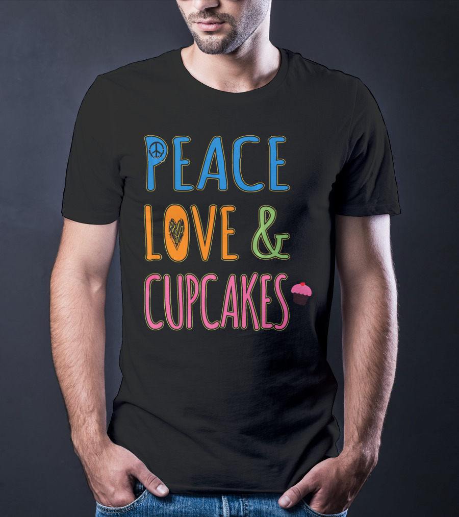Peace Love And Cupcakes With Pink Frosting Cupcake T-Shirt