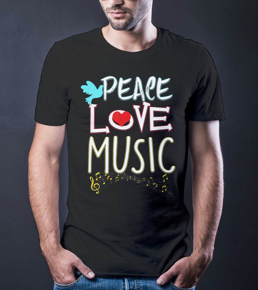 Peace Love Music Cute Hippie Hipster Festival T-Shirt