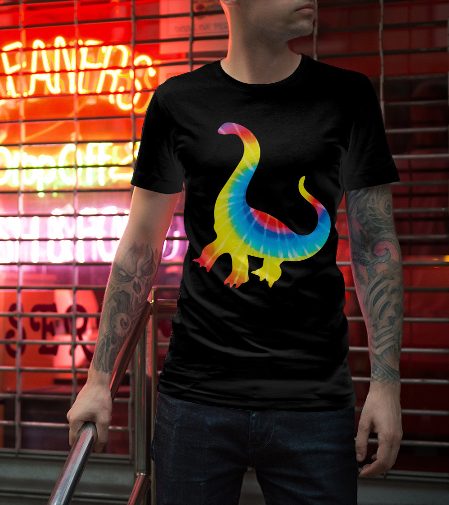 Tie Dye Rainbow Dinosaur Print Rex Hip T-Shirt