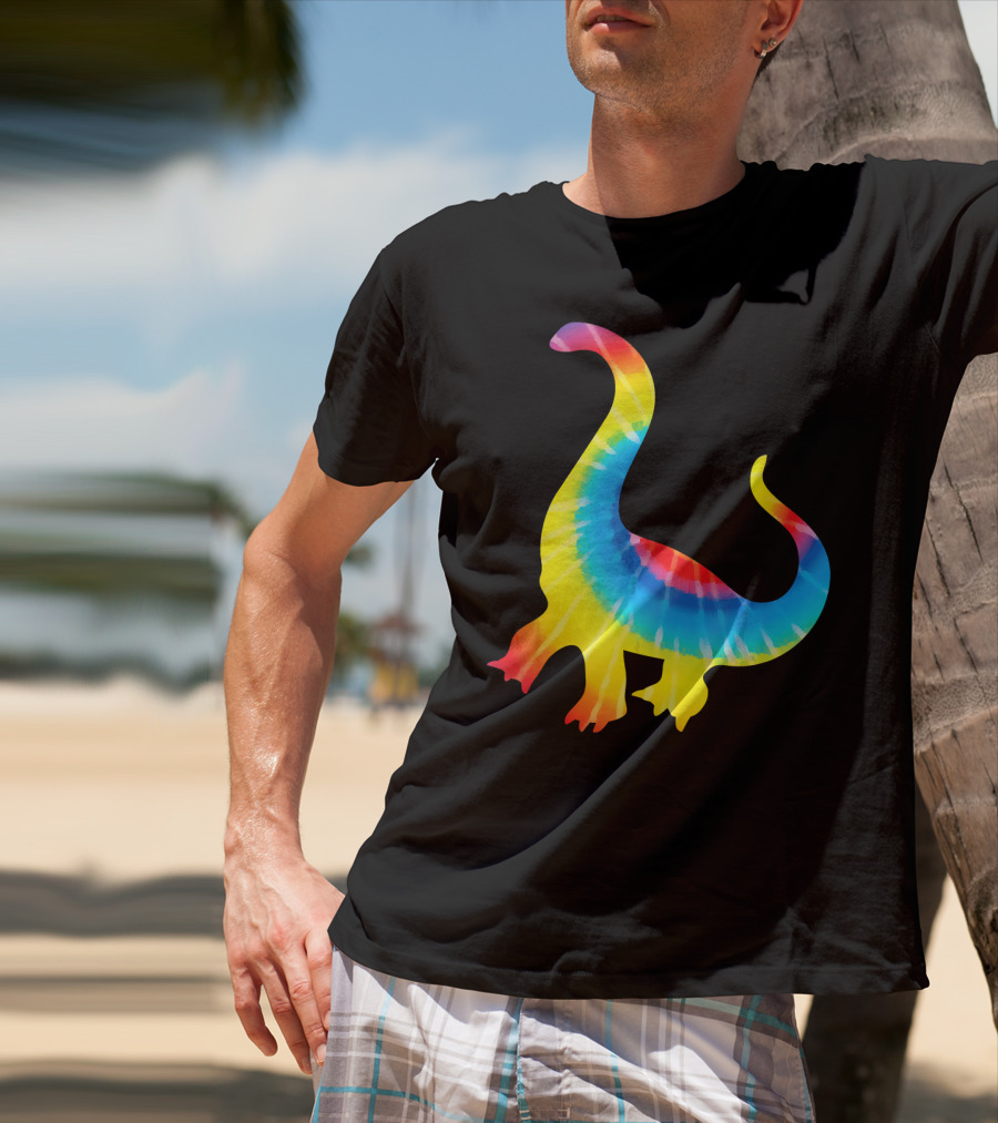 Tie Dye Rainbow Dinosaur Print Rex Hip T-Shirt
