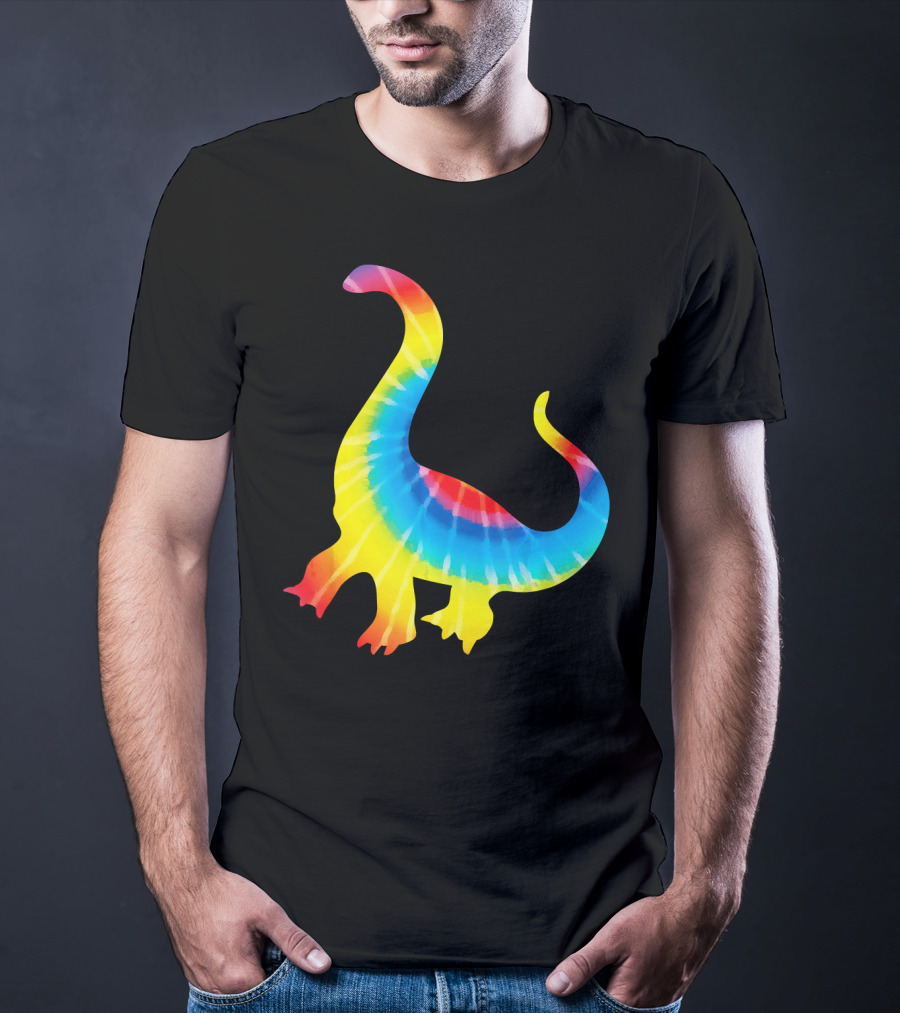 Tie Dye Rainbow Dinosaur Print Rex Hip T-Shirt