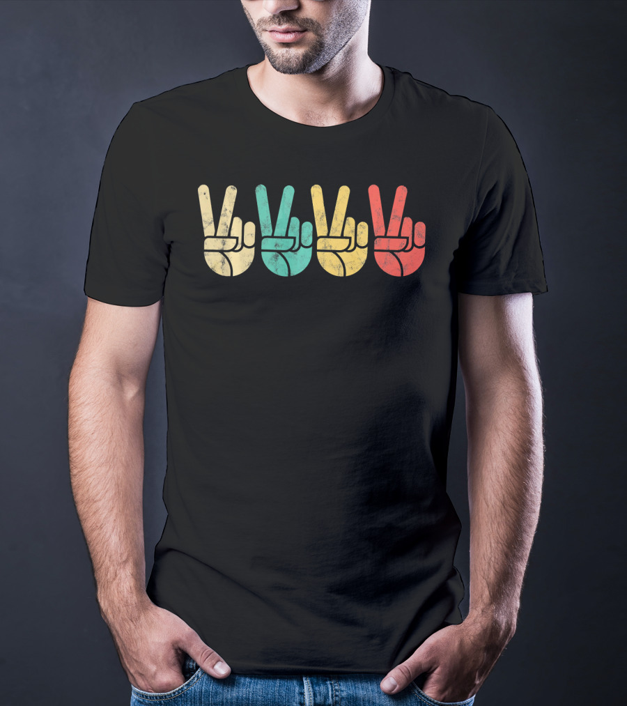Retro Peace Sign Love 60s 70s Vintage Vibe T-Shirt