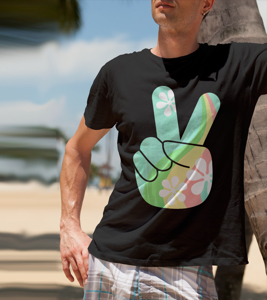 Retro Vintage Peace Sign Hippie 70s Flower Power Vibes T-Shirt