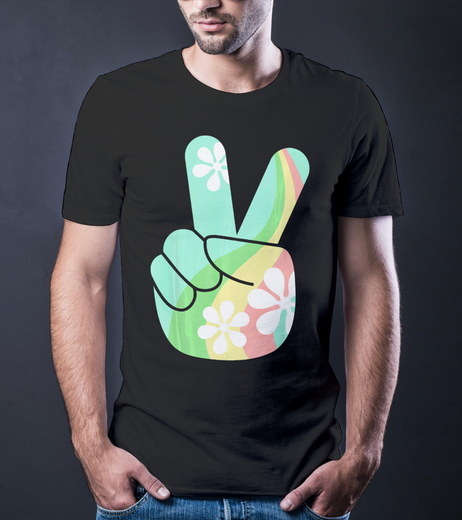 Retro Vintage Peace Sign Hippie 70s Flower Power Vibes T-Shirt
