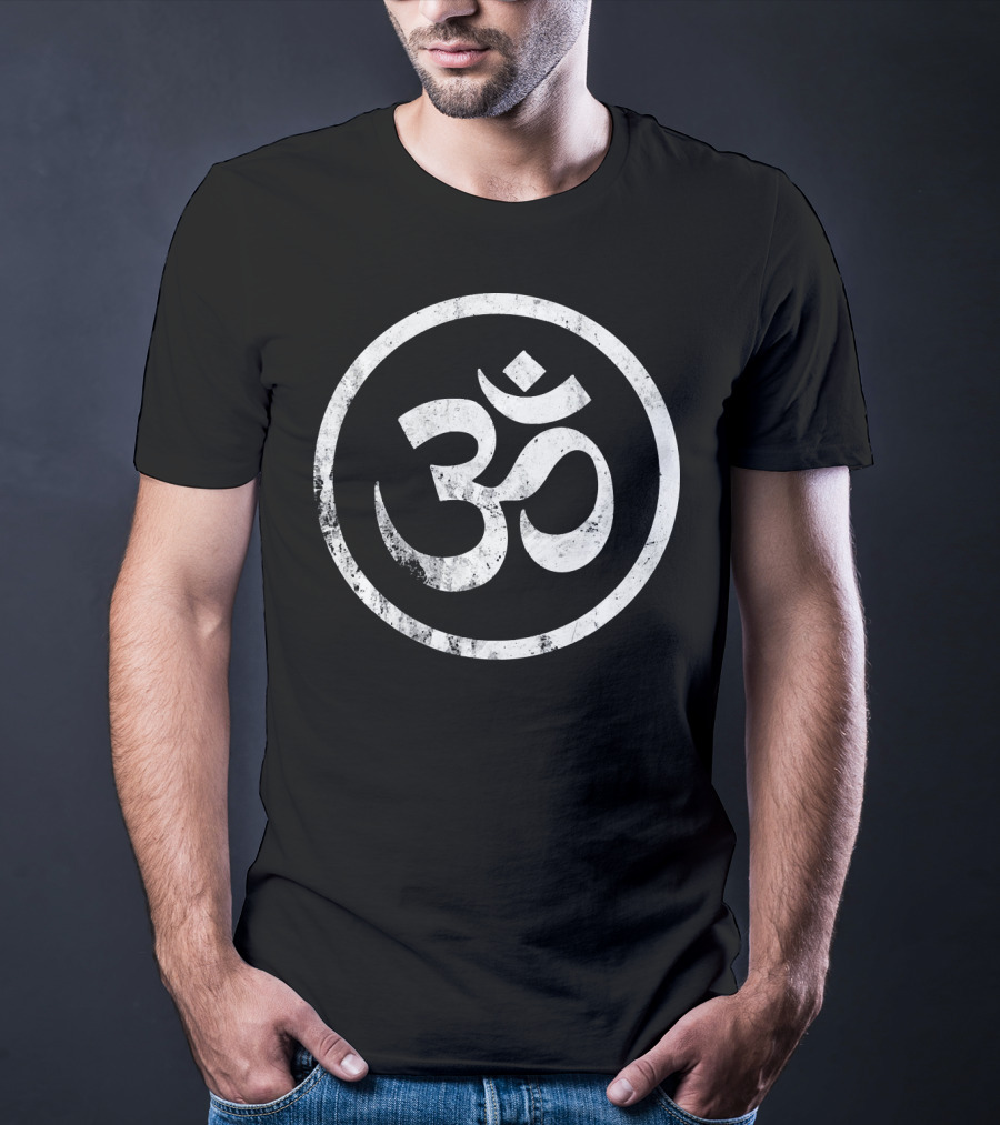 Distressed Om Symbol Namaste Meditation Emblem T-Shirt