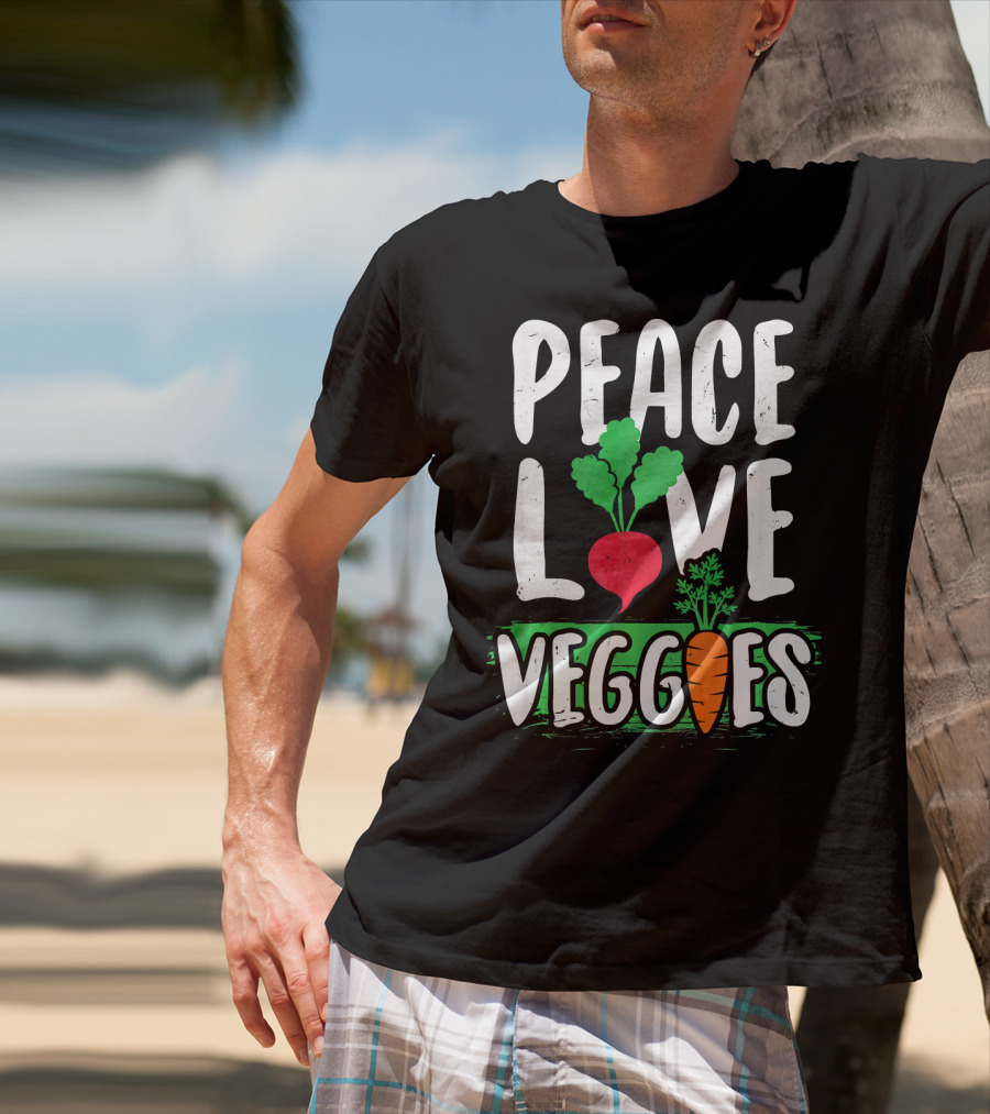 Peace Love Veggies Vegetarian Carrot And Radish T-Shirt