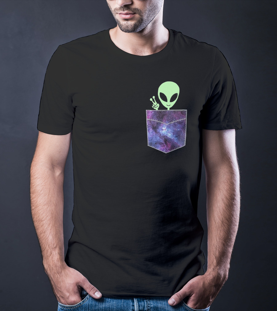 Alien Pocket UFO From Cosmic Galaxy Peace T-Shirt