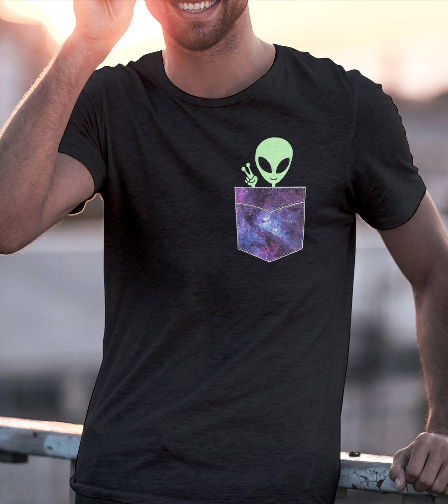 Alien Pocket UFO From Cosmic Galaxy Peace T-Shirt