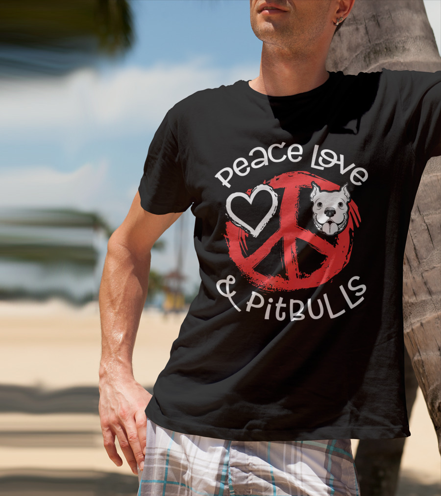 Peace Love And Pitbulls Heart Dog Lovers T-Shirt