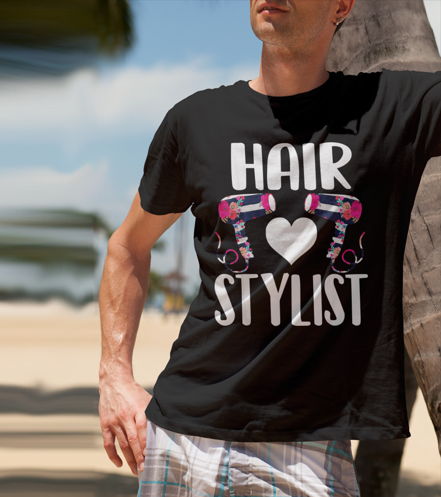 HAIR Stylist Love Floral Hairdryers T-Shirt