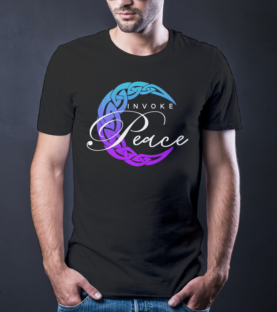 Invoke Peace Celtic Wiccan Crescent Moon T-Shirt