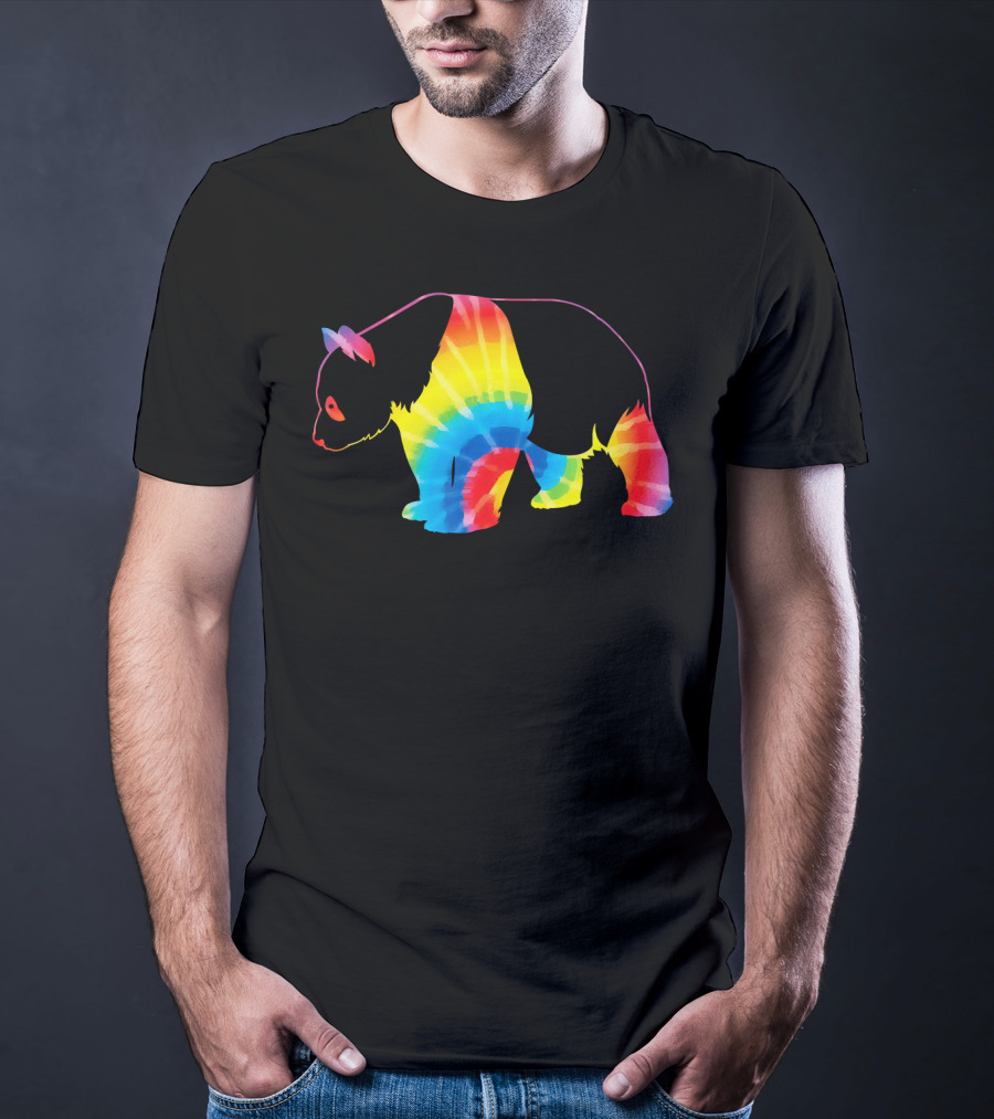Tie Dye Rainbow Giant Panda Print T-Shirt