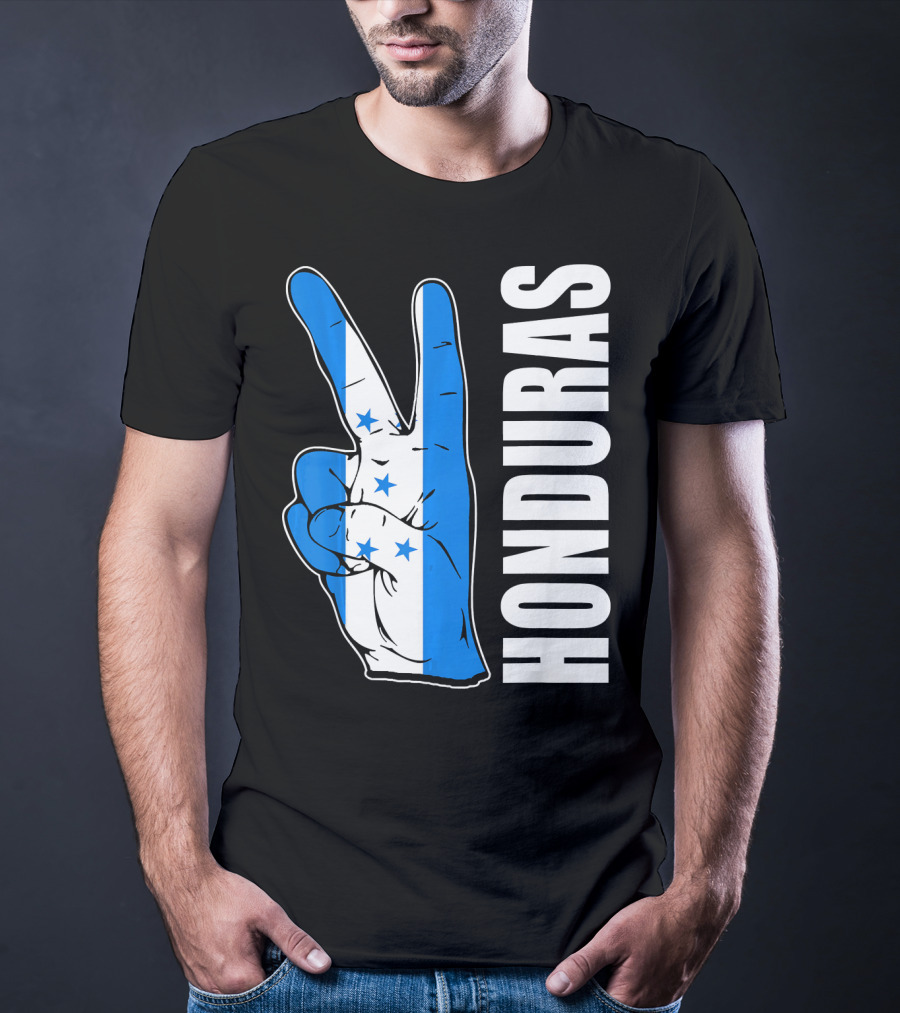 Peace In Honduras Love Hondura Honduran Flag V Sign T-Shirt