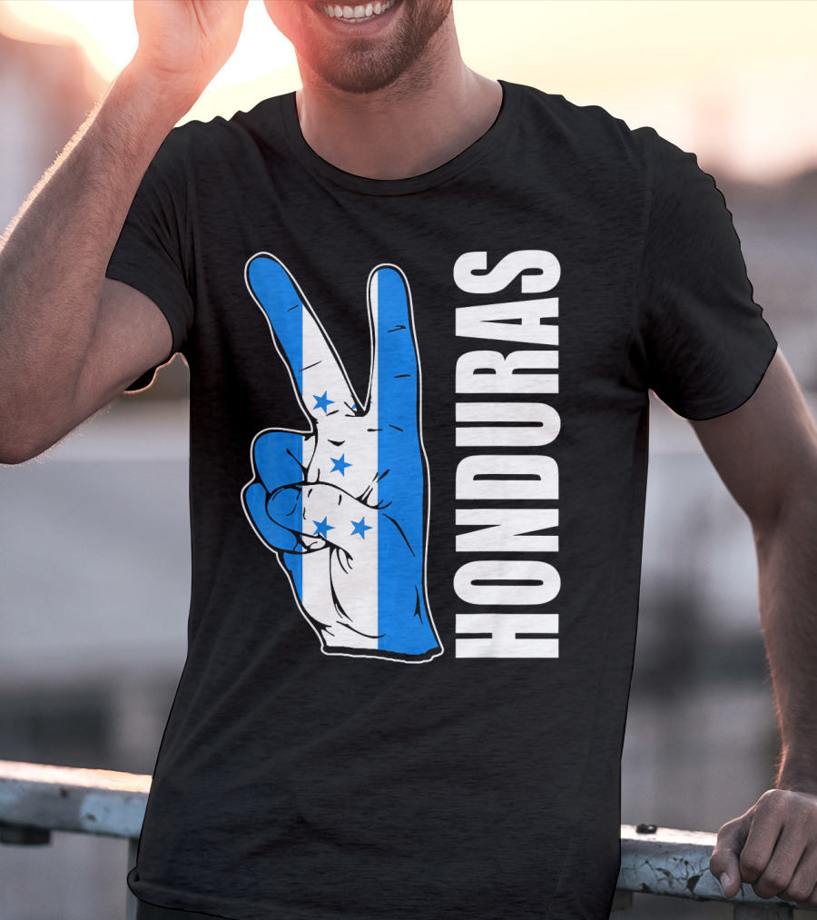 Peace In Honduras Love Hondura Honduran Flag V Sign T-Shirt