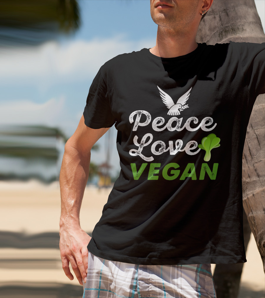 Peace Love Vegan Dove Leaf T-Shirt