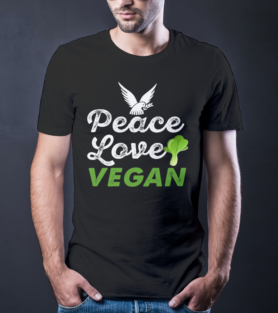 Peace Love Vegan Dove Leaf T-Shirt