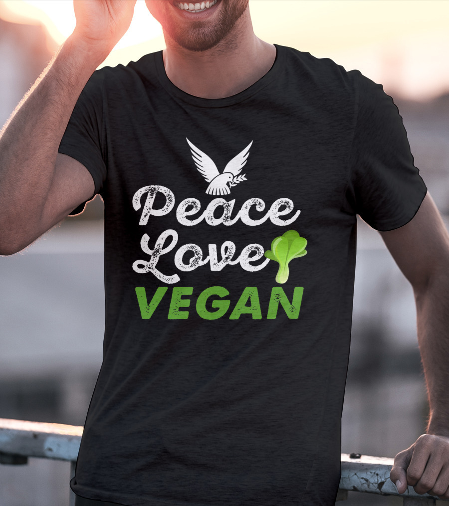 Peace Love Vegan Dove Leaf T-Shirt
