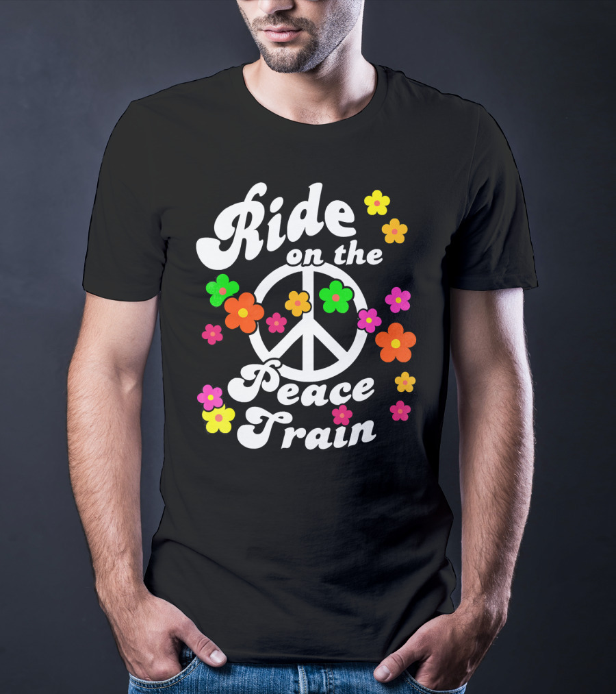 Ride On The Peace Train Flower Power T-Shirt