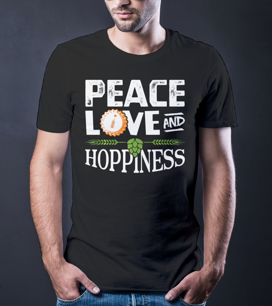 Peace Love And Hoppiness Craft Beer IPA Cappuccino Cup Wheat Symbol Hops T-Shirt