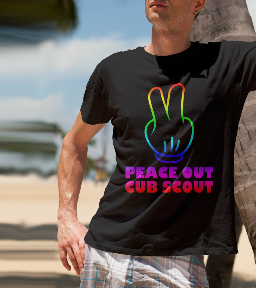 Peace Out Cub Scout Rainbow Hand Gesture T-Shirt