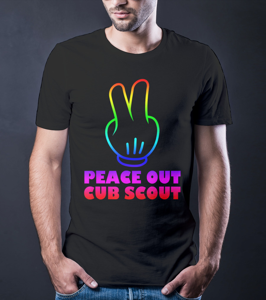 Peace Out Cub Scout Rainbow Hand Gesture T-Shirt