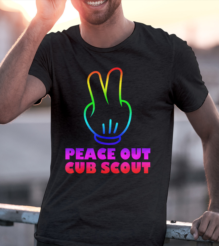 Peace Out Cub Scout Rainbow Hand Gesture T-Shirt