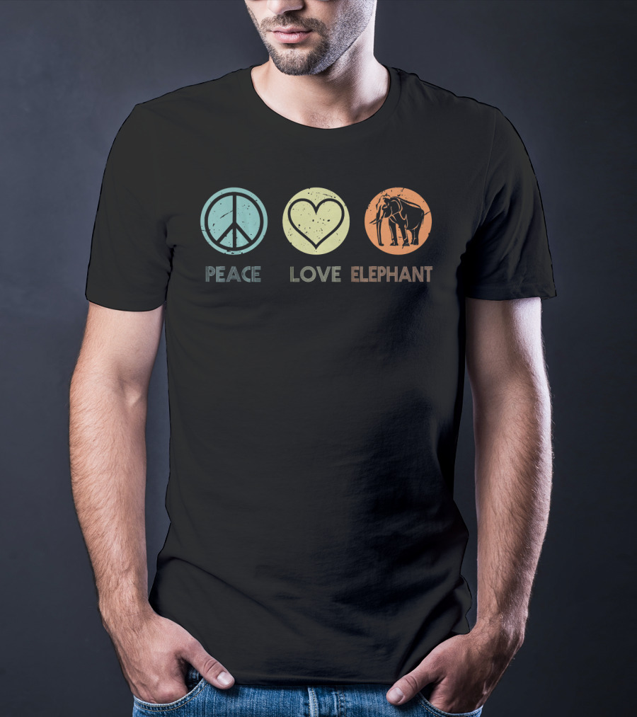 Peace Love Elephant Vintage T-Shirt