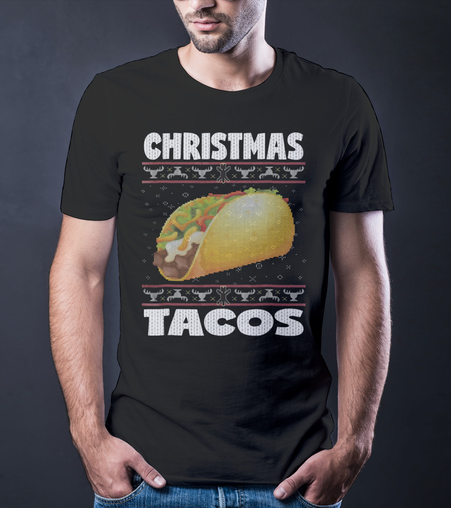 Christmas Tacos Ugly Sweater Funny Holiday T-Shirt