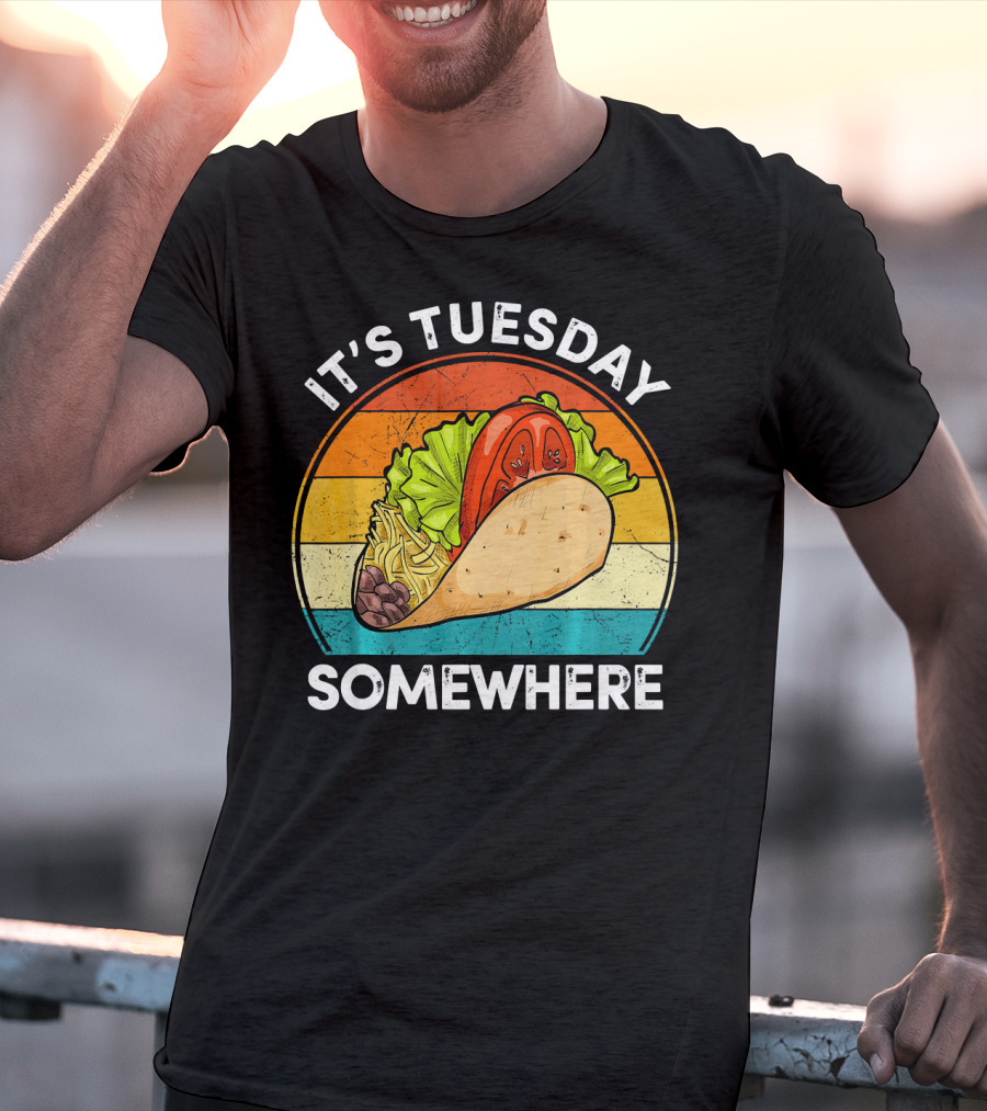 It's Tuesday Somewhere Vintage Taco Retro Stripes T-Shirt