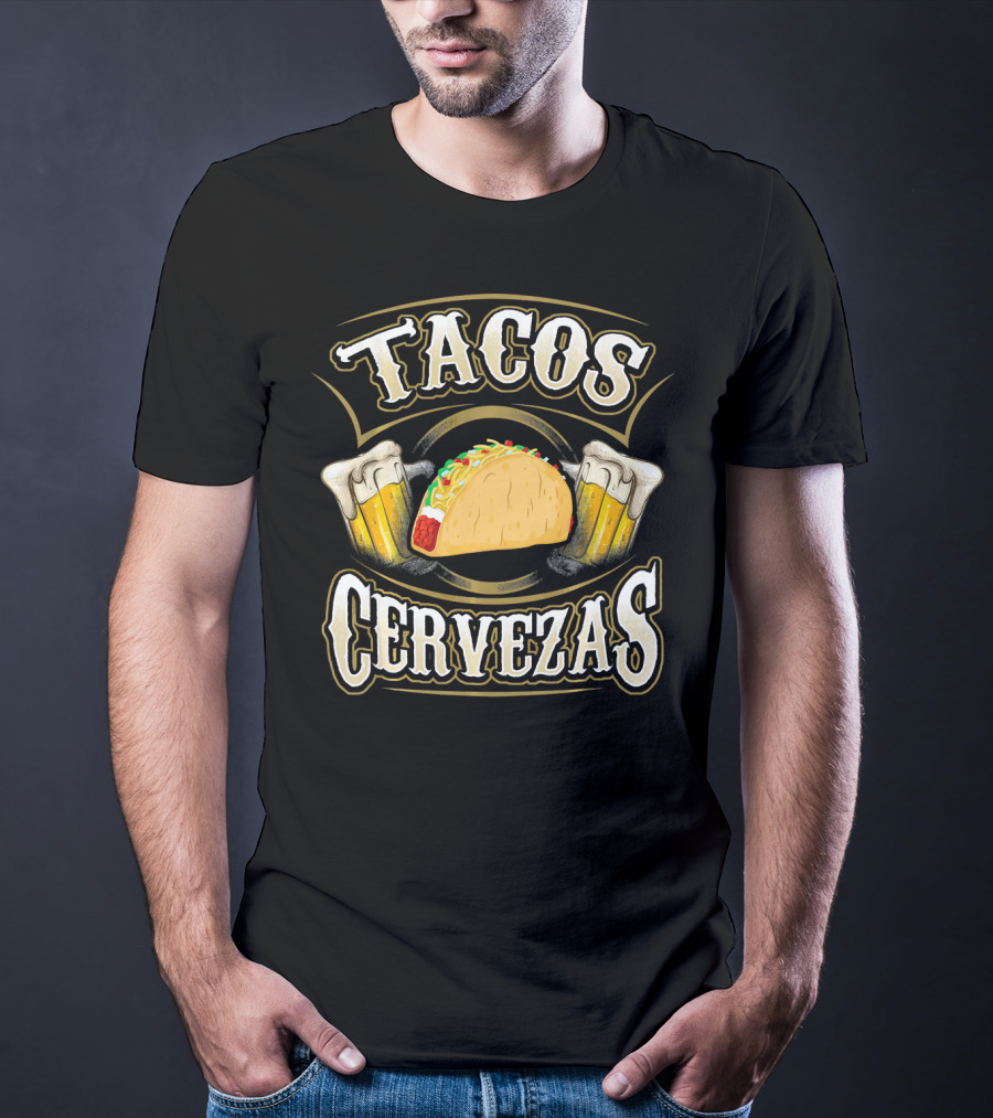 Tacos Cervezas With Taco And Beer Glasses T-Shirt