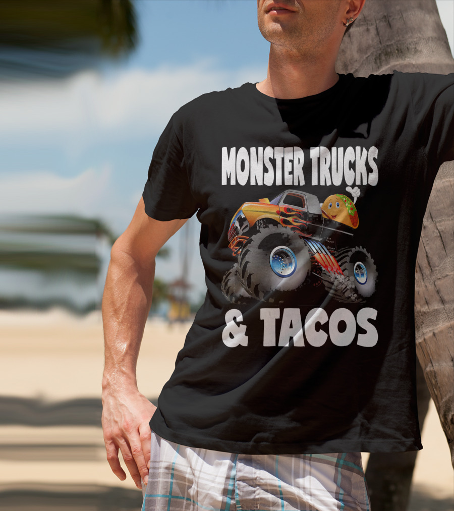 Monster Trucks And Tacos Funny Cute Taco Truck Adventure T-Shirt
